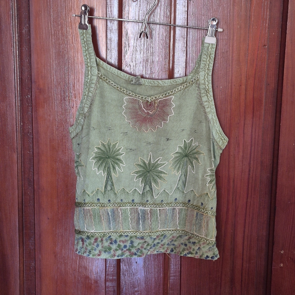 Shore Line Green Tye Dye Crop Top One Size